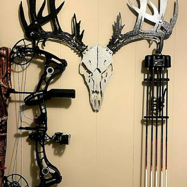 Personalized Metal Deer Skull Bow Rack-The best gift for outdoor lovers